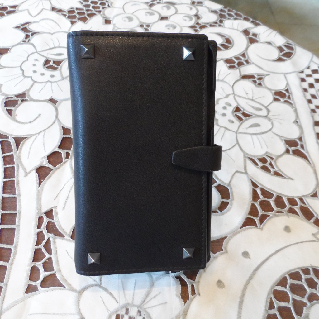 Valentino Garavani Black Grainy Calf Leather Rockstud Phone Case